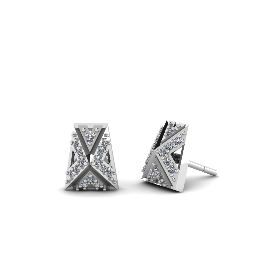 Sterling Silver Rectangle Stud Earrings  