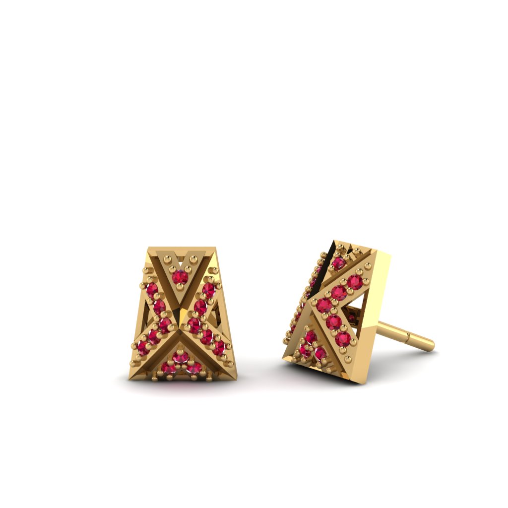 Sterling Silver Rectangle Stud Earrings  