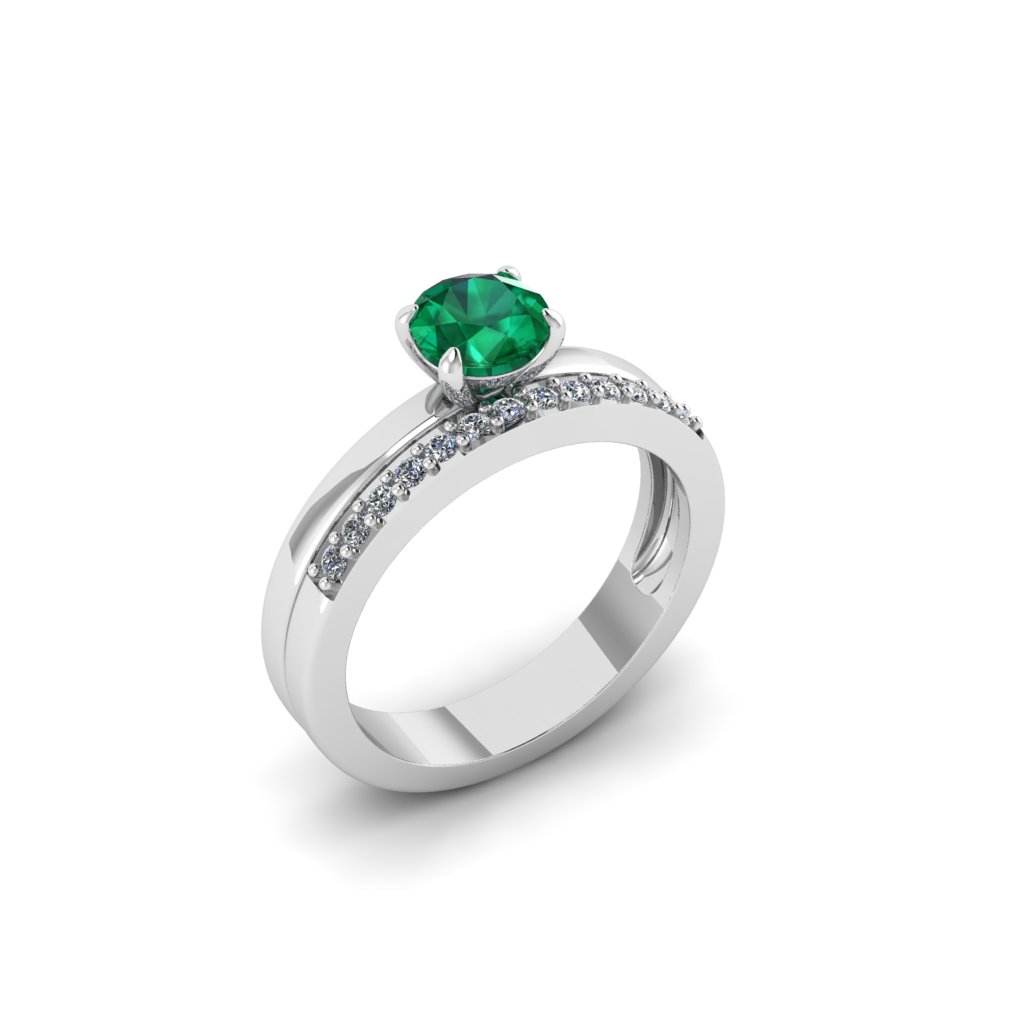 Sterling Silver Created Emerald Engagement Rings