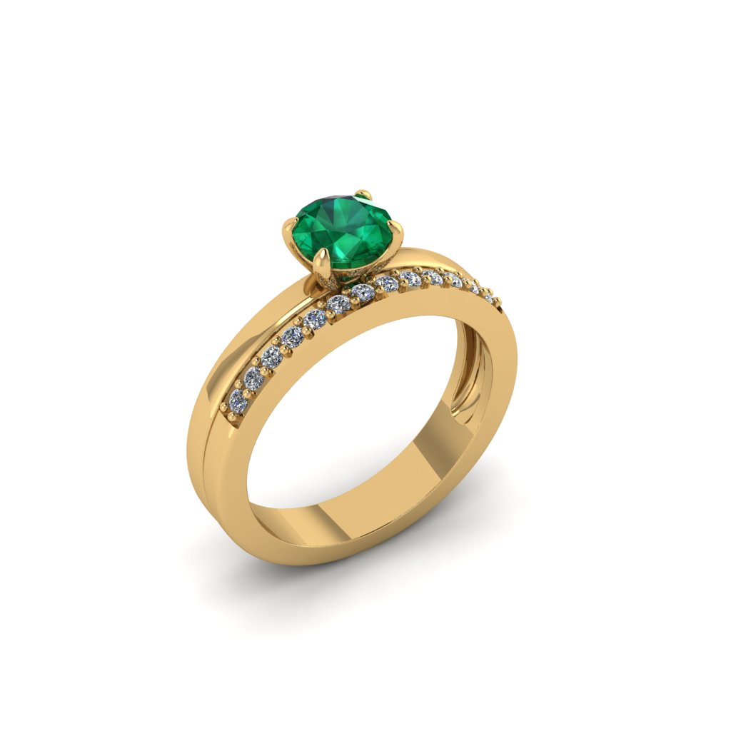 Sterling Silver Created Emerald Engagement Rings
