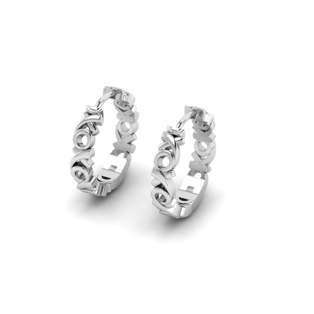 Sterling Silver X.O. Plain Earrings