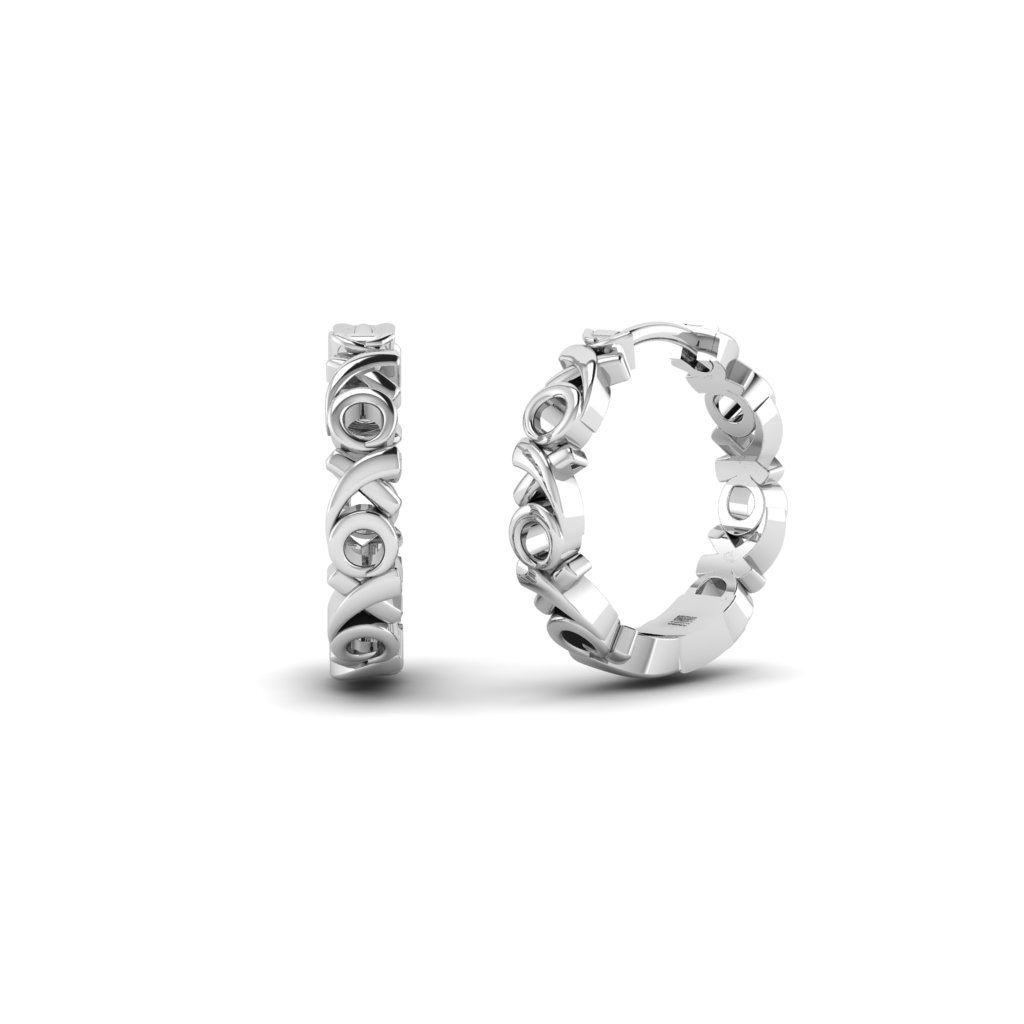 Sterling Silver X.O. Plain Earrings