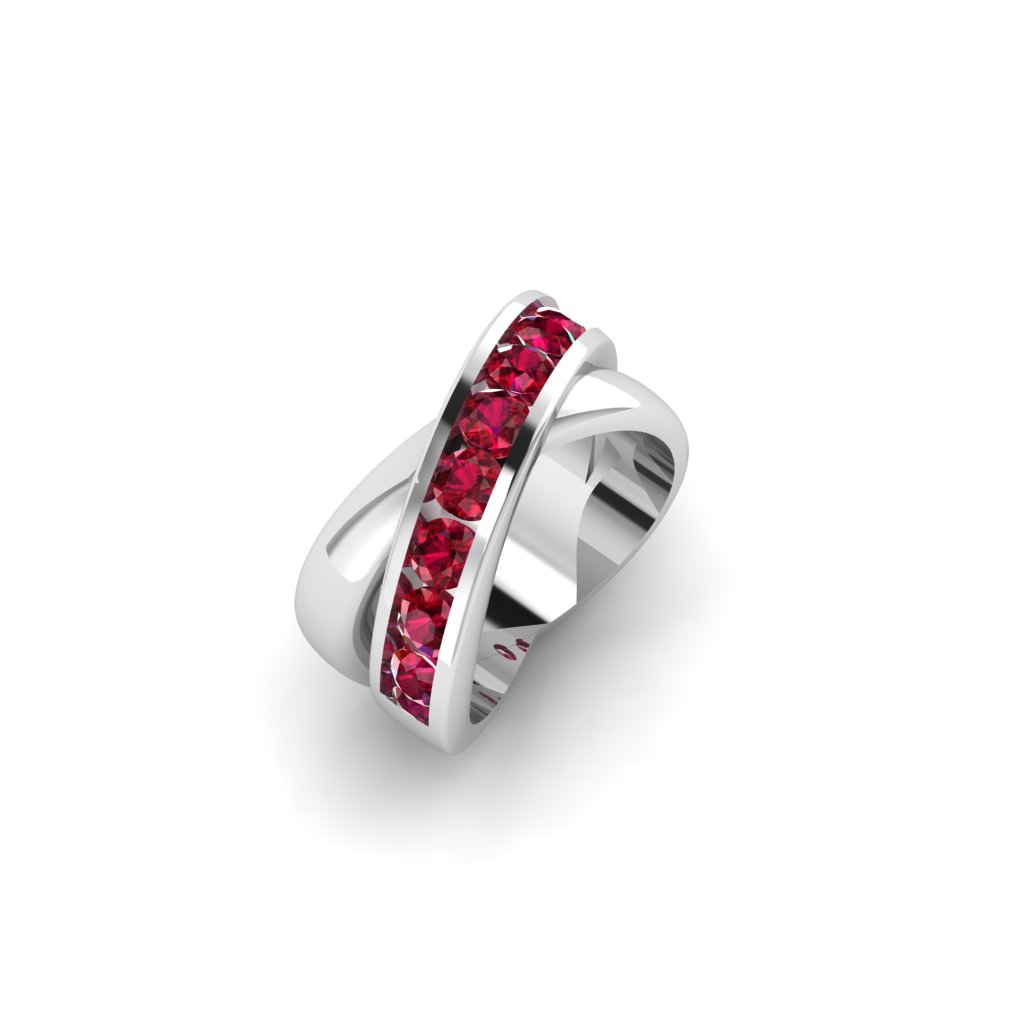 Criss Cross Band Rings Princess Cut Stone Channel set