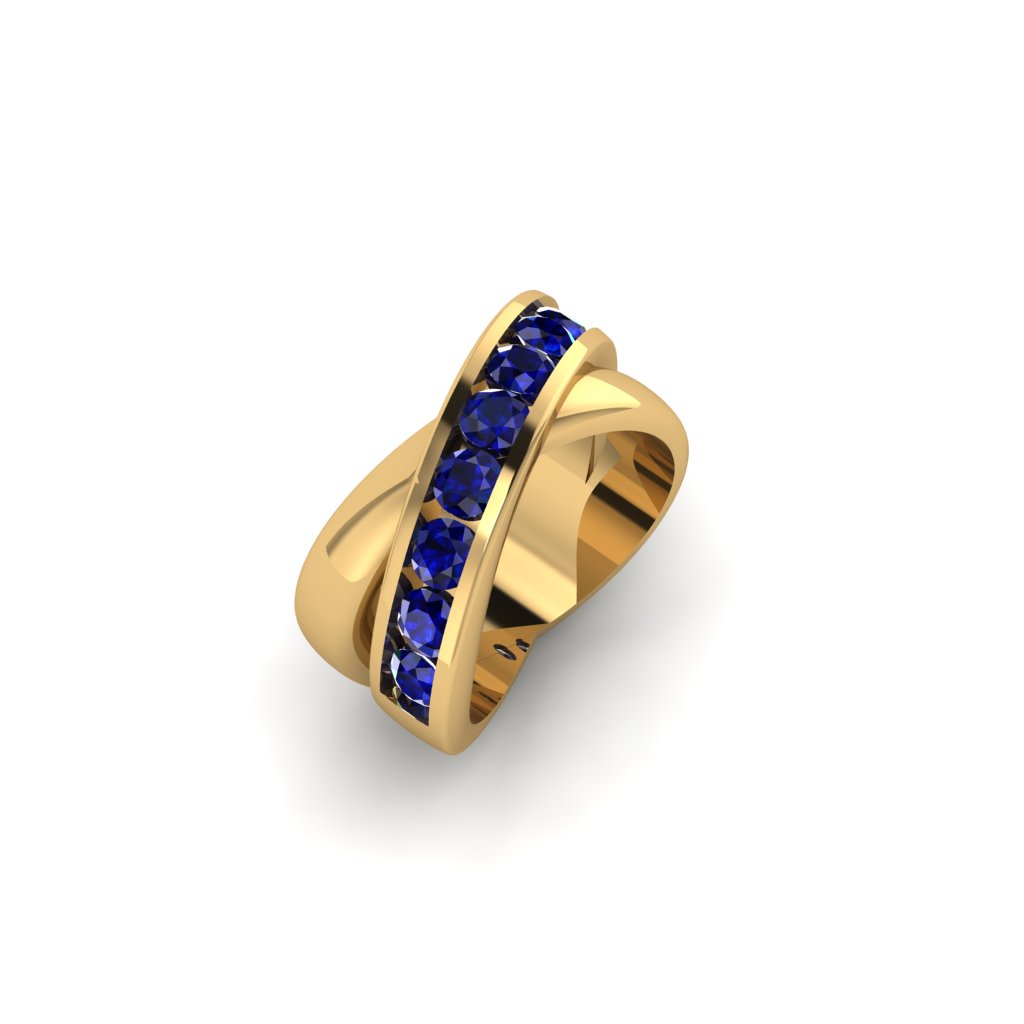 Criss Cross Band Rings Princess Cut Stone Channel set