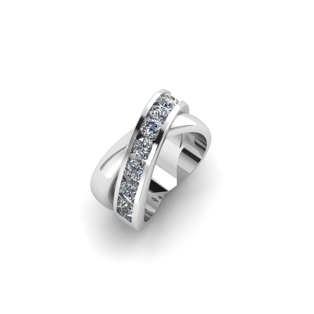 Criss Cross Band Rings Princess Cut Stone Channel set