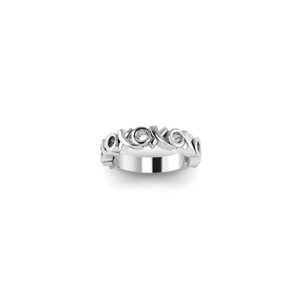 Sterling Silver  XO Plain Rings Rhodium Plated
