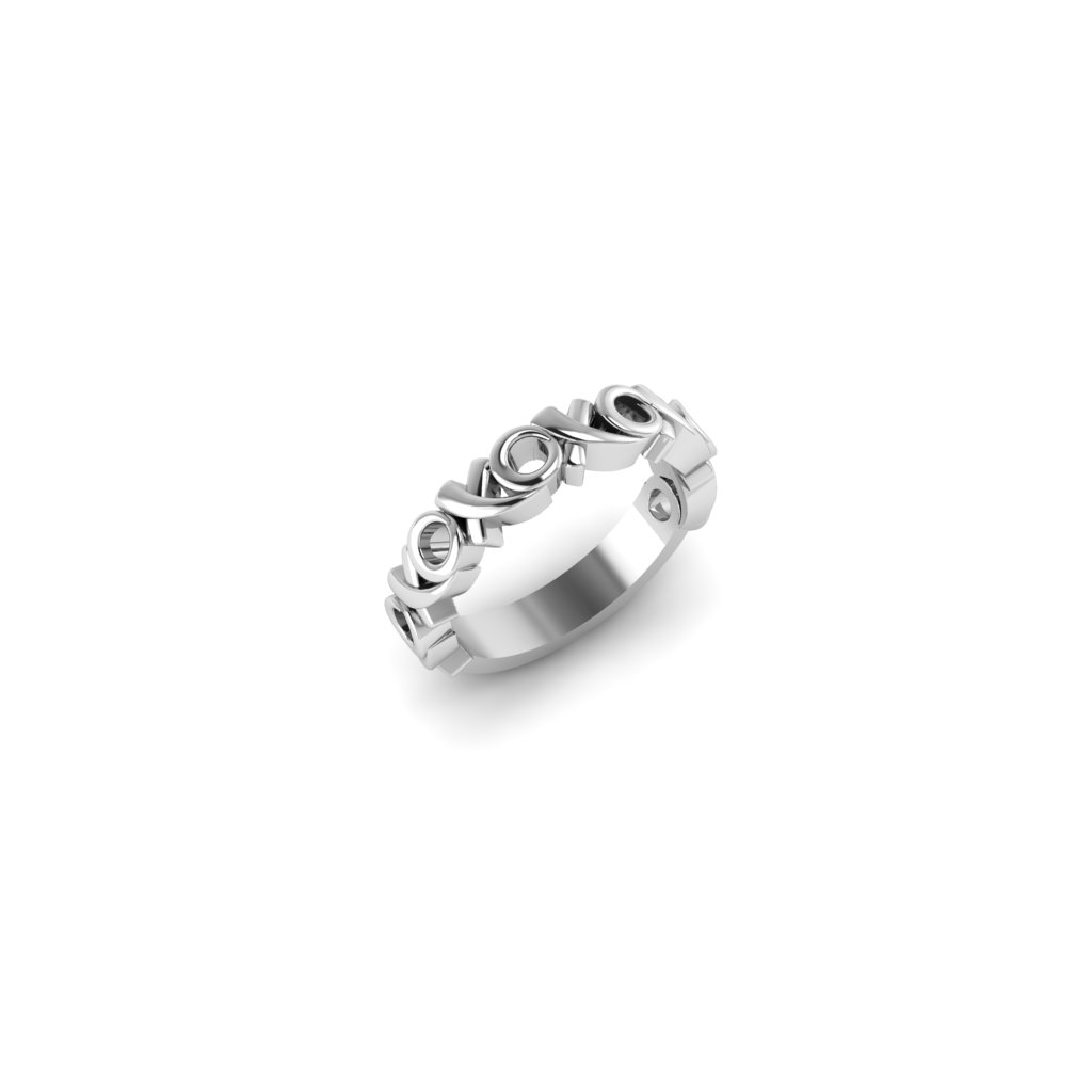 Sterling Silver  XO Plain Rings Rhodium Plated