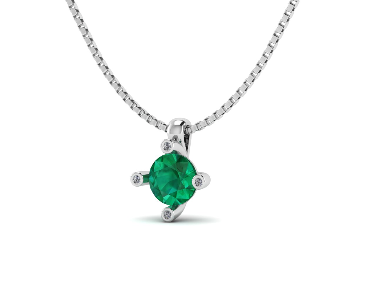Sterling Silver Created Emerald Pendants