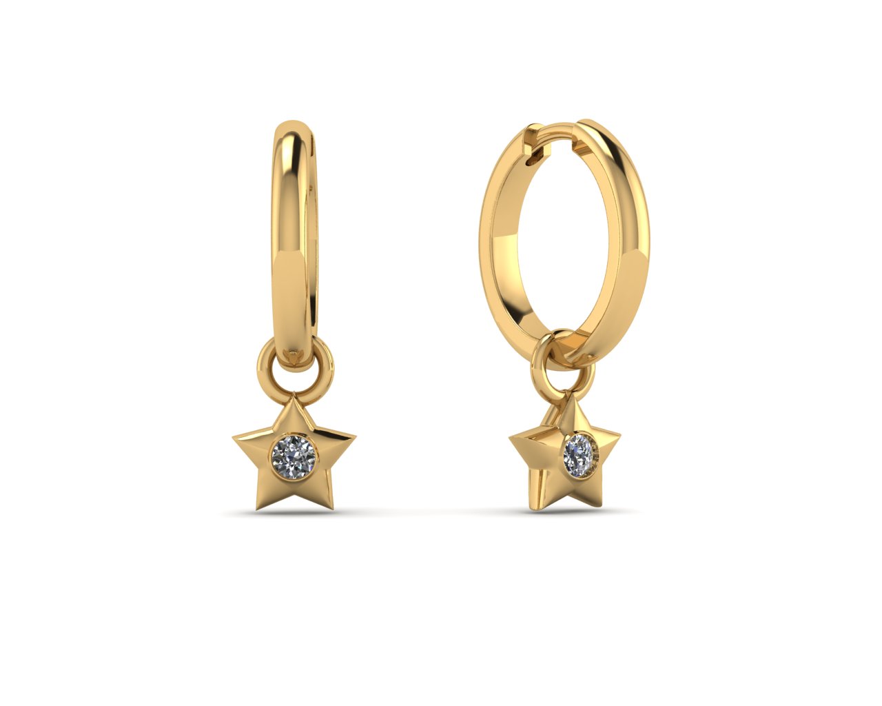 Brass Star Charm Earring 14k Gold Plated