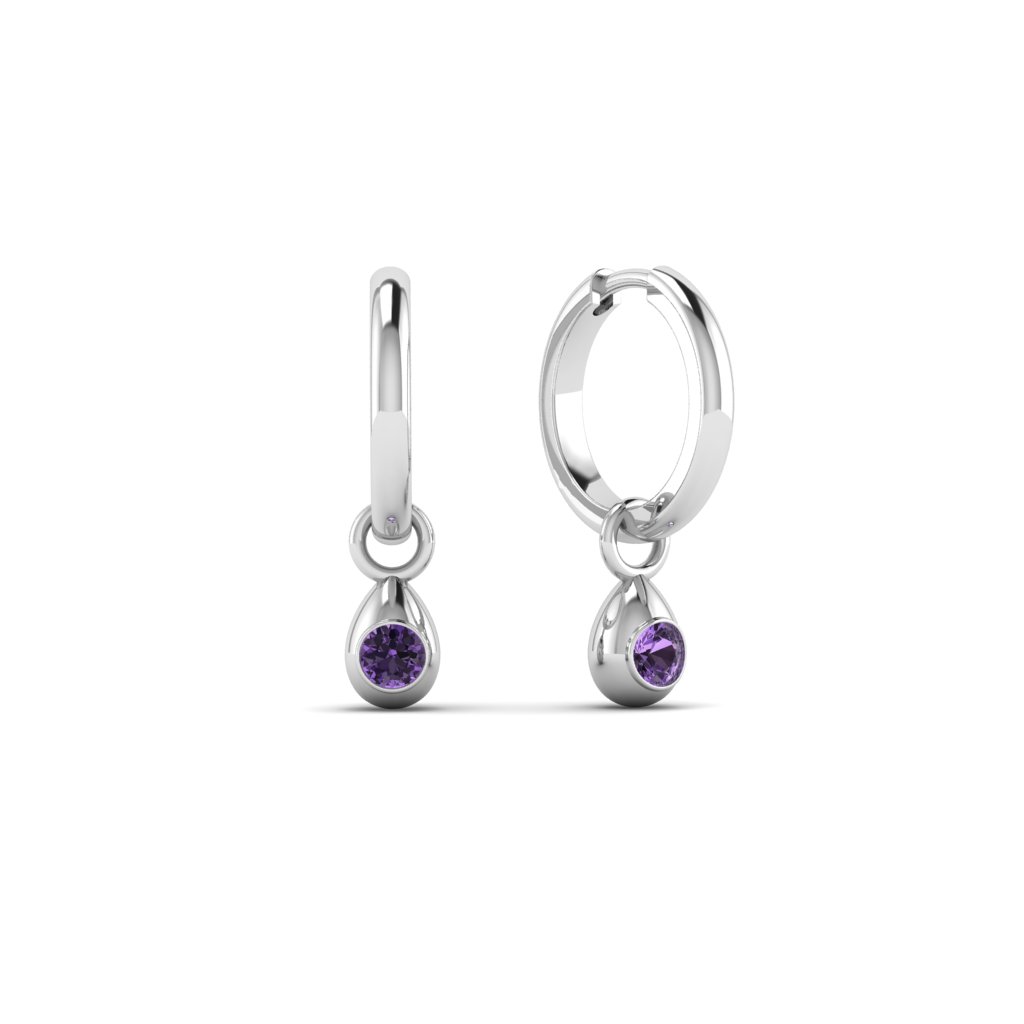 Brass Amethyst Natural Drop Earrings 14K Gold Plated (Huggies Sold Separately)