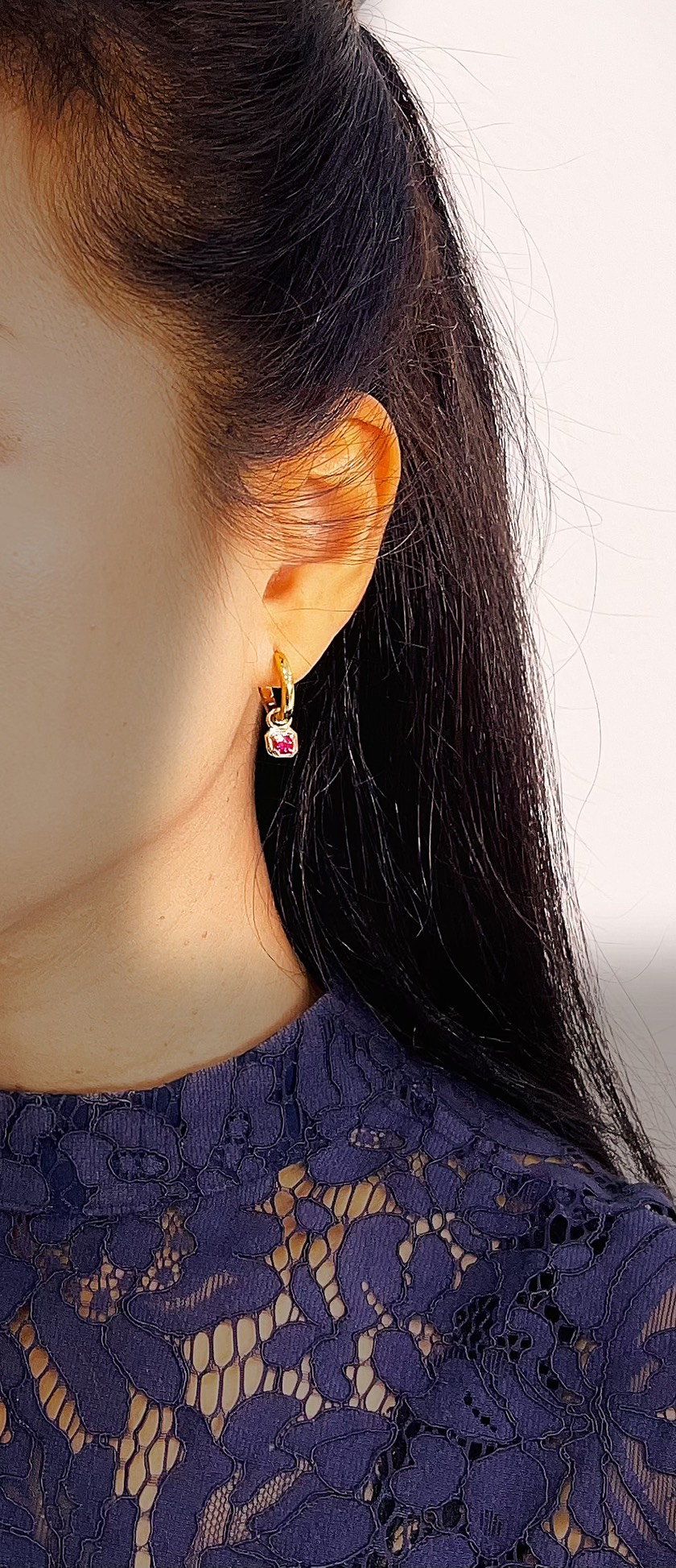 Square Dangle Earrings 14k Gold Plated. (Huggies earring sold separately) 