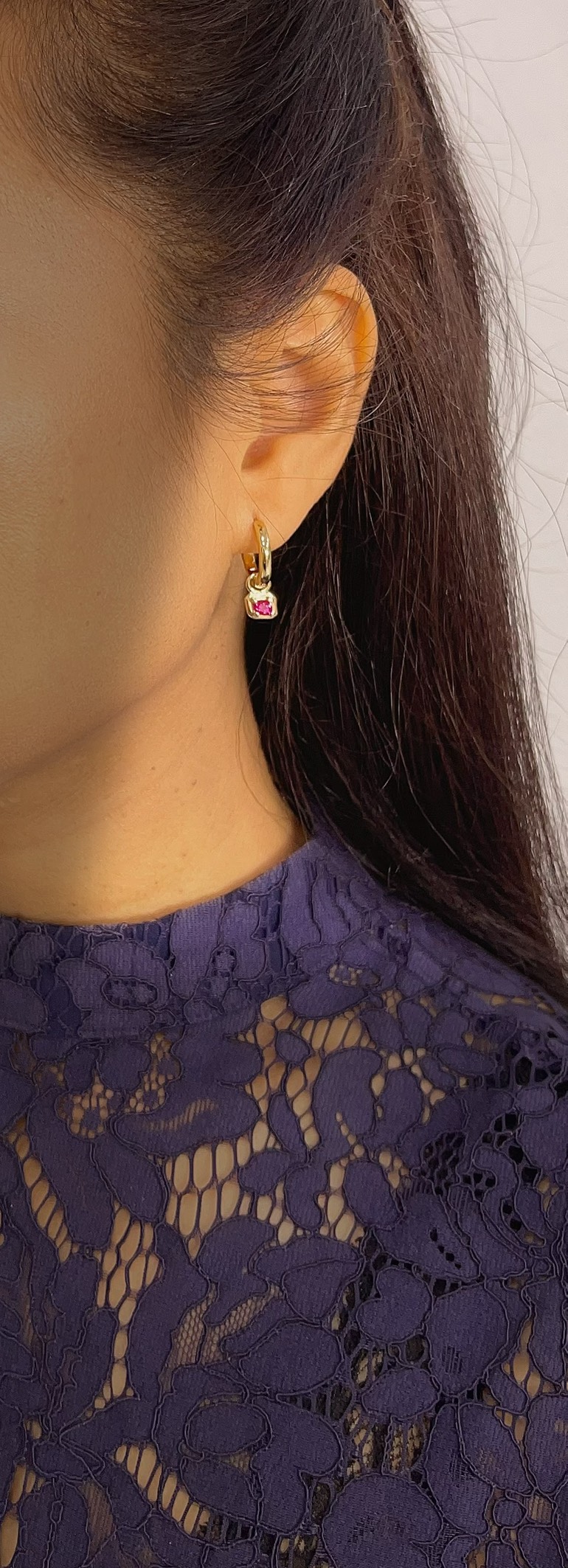 Square Dangle Earrings 14k Gold Plated. (Huggies earring sold separately) 