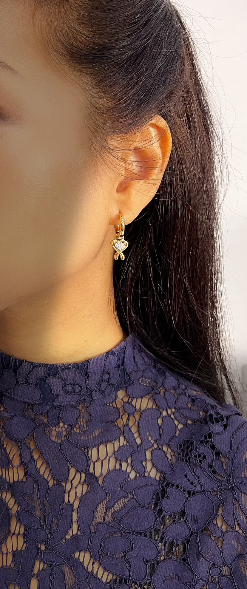  Heart Dangle Earrings 14k Gold Plated. Available in several colors. 