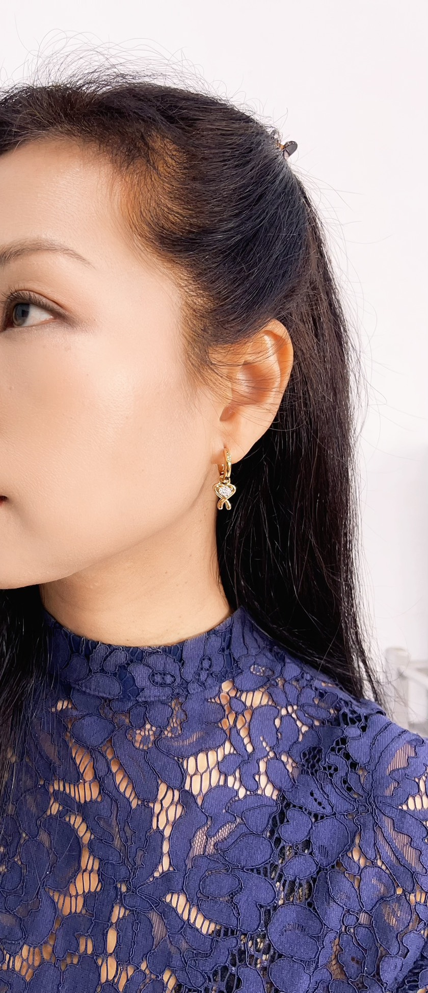  Heart Dangle Earrings 14k Gold Plated. Available in several colors. 