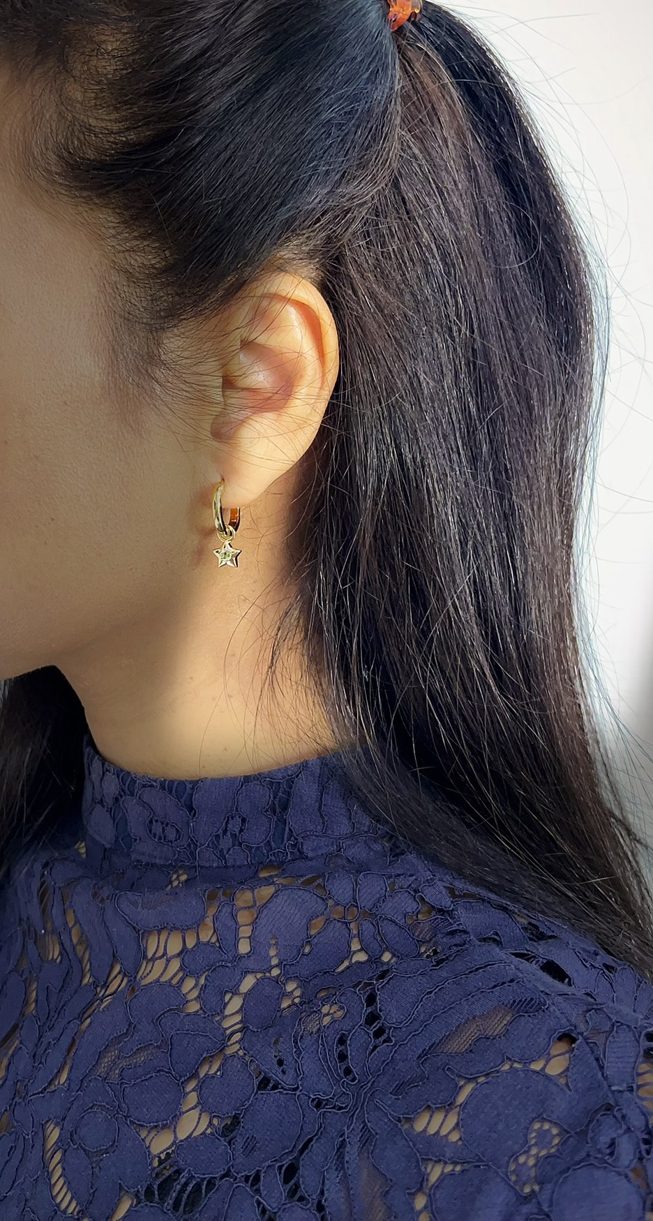 Brass Star Charm Earring 14k Gold Plated. (Huggies earring sold separately)  