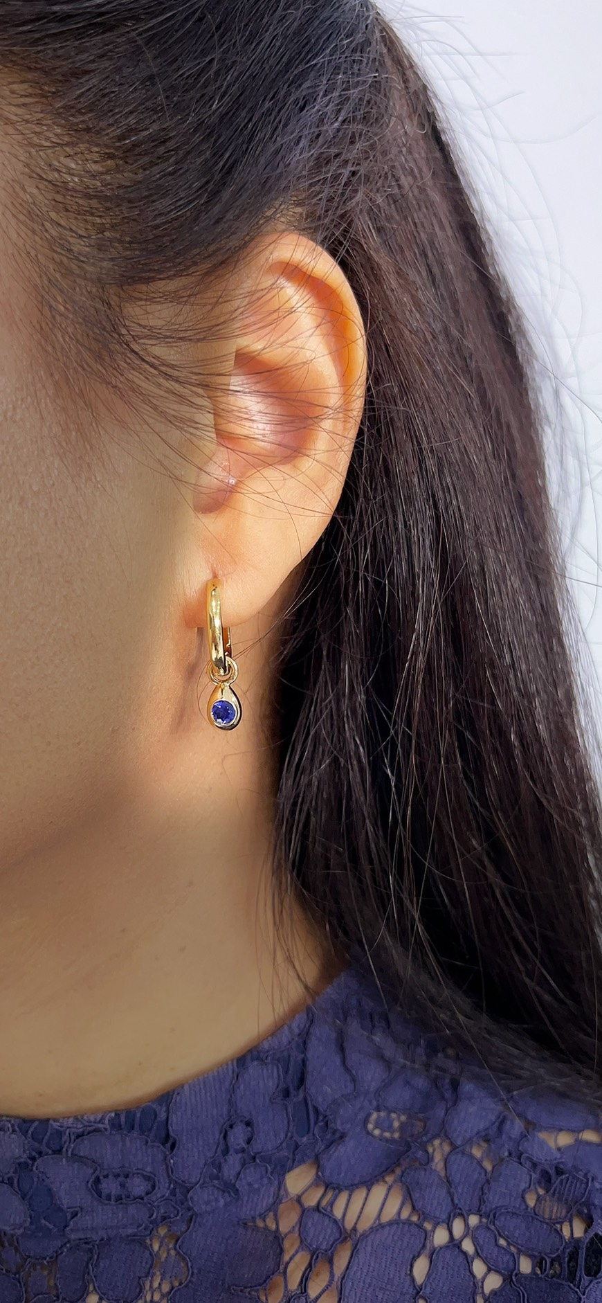 Brass Amethyst Natural Drop Earrings 14K Gold Plated (Huggies Sold Separately)