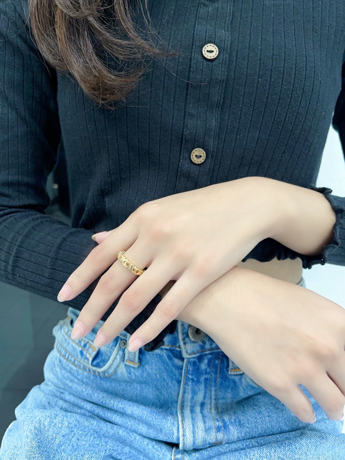 Sterling Silver  XO Plain Rings Rhodium Plated