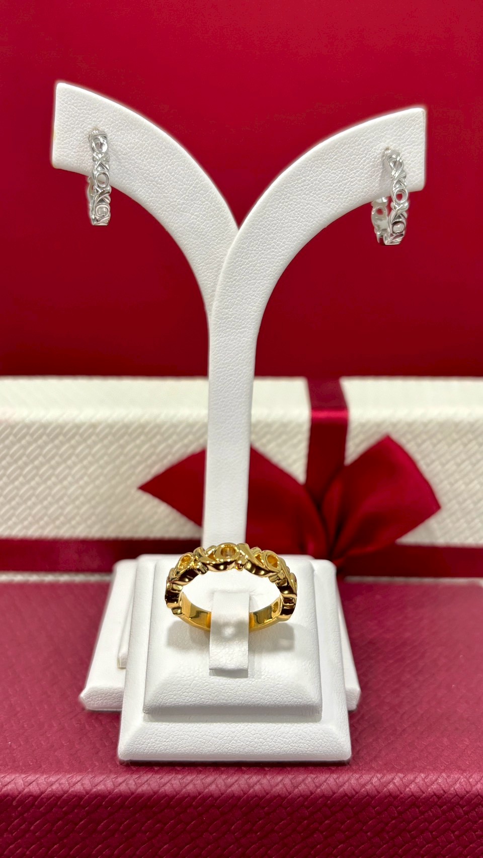 Sterling Silver  XO Plain Rings Rhodium Plated