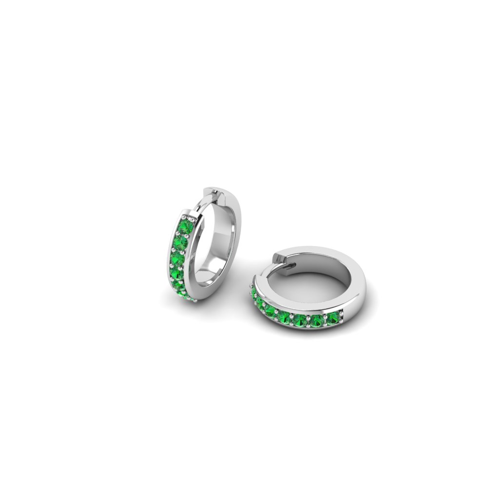 PAVE HUGGIES HOOP EARRINGS. Made of Bronze 14K Gold Plated